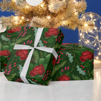 Papel De Presente Airelas de rosa de cor aquosa de ouro leguminosas