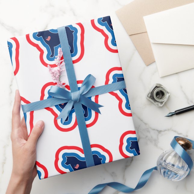 Papel De Presente Akita Patriótica Red White E Blue 4 De Julho (Presentear)