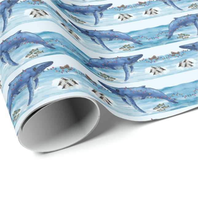 Papel De Presente Alaska Sea Life Holiday Wrapping Paper (Ponta do rolo)
