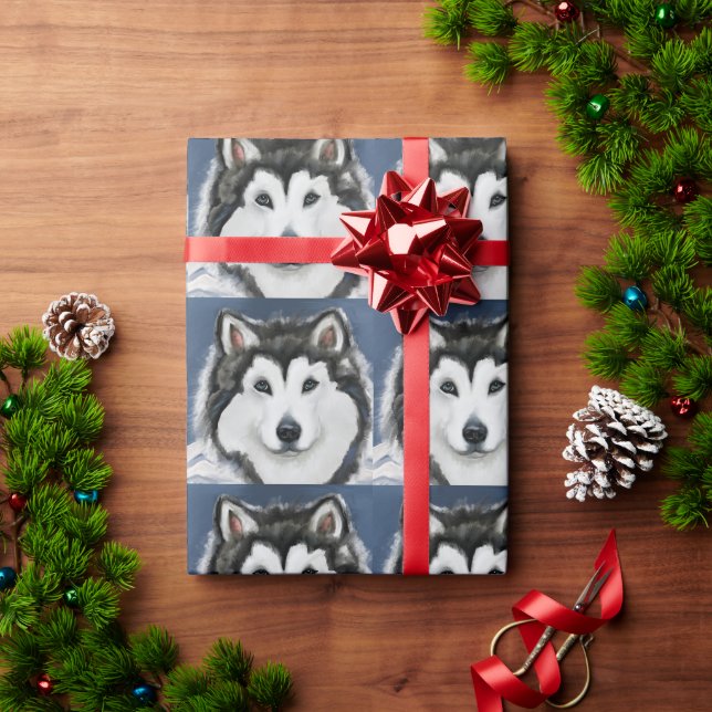 Papel De Presente Alaskan Malamute (Presente de Natal)