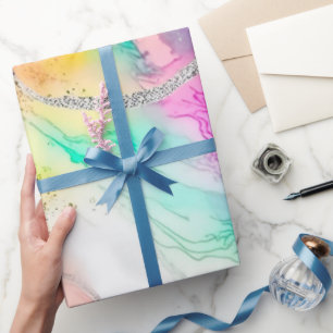 Papel De Presente Álcool Colorido Tinta Arco-Íris Brilhante Natal