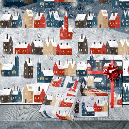 Papel De Presente Aldeia da Montanha Rustic Nordic Snowy Winter