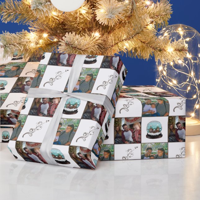 Papel De Presente Aldeia de Bola de Neve de Vidro Marrom Natal 2 Fot (Feriados)