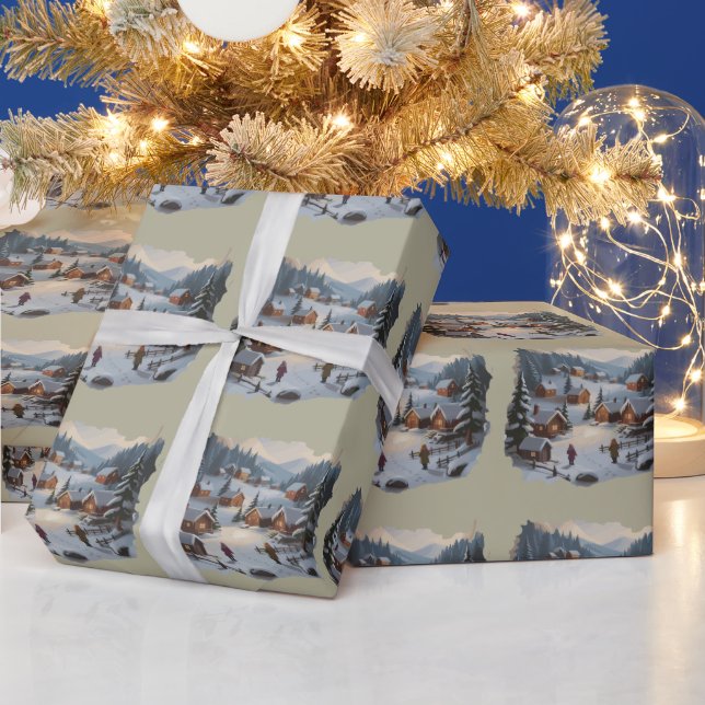 Papel De Presente Aldeia de inverno de 2010 Montanhas dos anos 90 (Feriados)