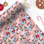 Papel De Presente Aldeia de Natal de Reindeer Rosa<br><div class="desc">Perfeito por colocar esse toque final em seus presentes e é excelente para aniversários,  Natal,  aniversários ou casamentos! Lindos Padrões de Design de papel de moldagem moderna de presentes por Bonito Imprimível.</div>