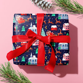 Papel De Presente Aldeia Nórdica da Noite de Natal para papais noeis