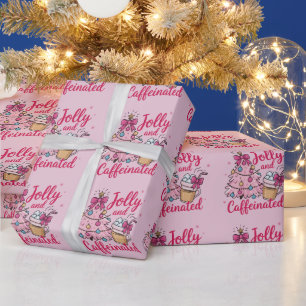 Papel De Presente Alegre & Cafeinada Café Natal Retro Tendência