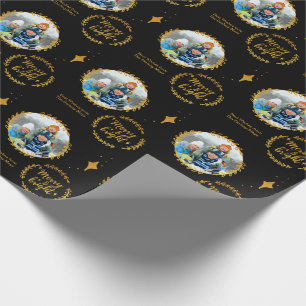 Papel De Presente Alegre e Brilhante c. Foto Personalizada - Dourado