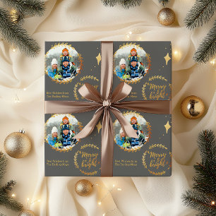 Papel De Presente Alegre e Brilhante com Foto Personalizada - Dourad