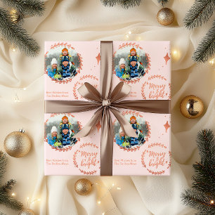 Papel De Presente Alegre e Brilhante Foto Personalizada Rosa e Doura