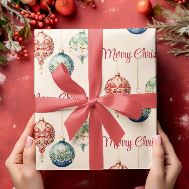 Papel De Presente Alegria Austríaca | Feliz Natal | Ornamentos de ár (Criador carregado)