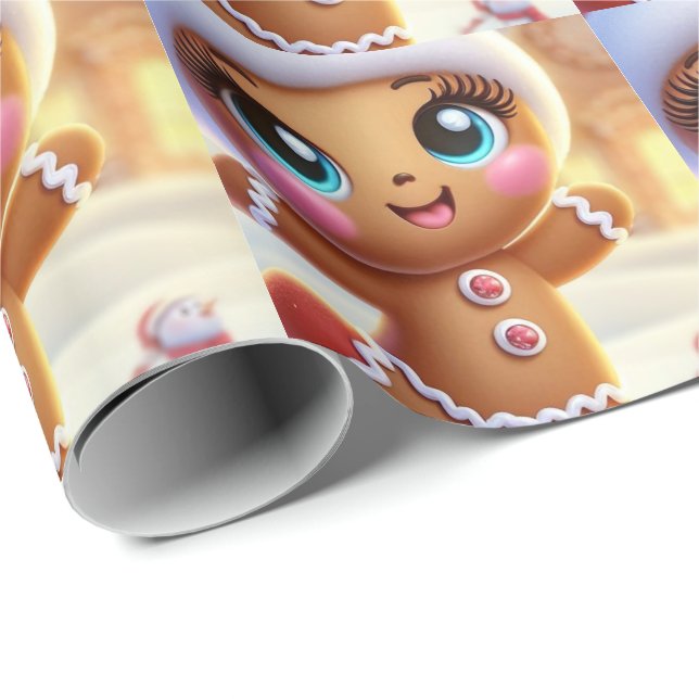 Papel De Presente Alegria de Férias de Pão de Mel (Ponta do rolo)