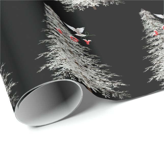 Papel De Presente Alegria de Natal com pomba branca (Ponta do rolo)