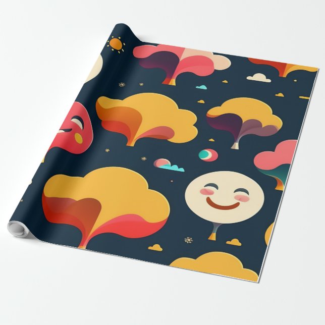 Papel De Presente Alegria Festiva 🎁 Coleção De Papel. (Desenrolado)