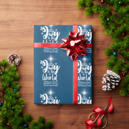 Papel De Presente Alegria Natal ao Mundo Azul e Branco