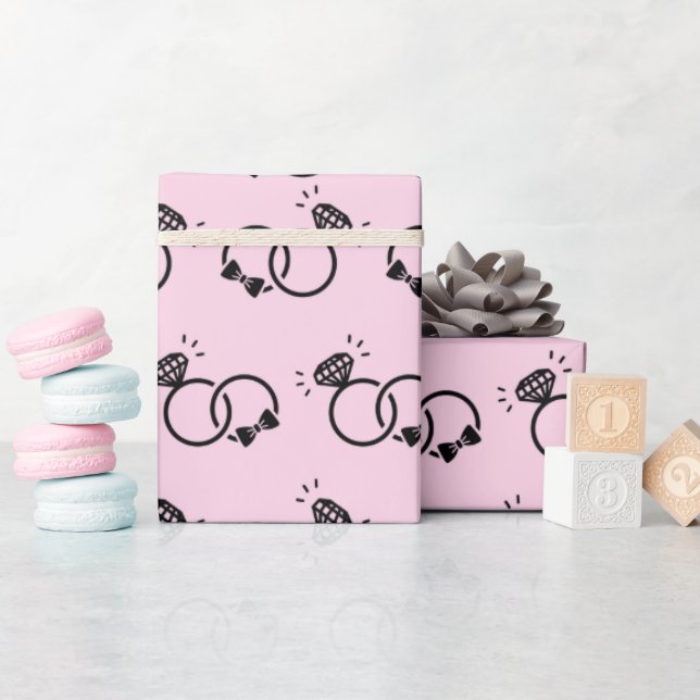 Papel De Presente Aleitinhos Anéis de Noiva Rosa Claro Seamless (Chá de bebê)