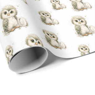 Papel De Presente Alfabeto de Animais Bebês Adoráveis em Aquarela Co