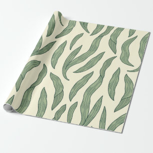 Papel De Presente Alga Marinha de Sálvia Minimalista Botânica