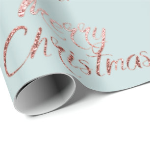 Papel De Presente Algodão azul Dourado de Rosa de Natal