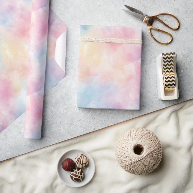 Papel De Presente Algodão Doce Rosa Azul Amarelo Aniversário (Artesanato)