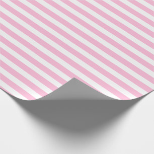 Papel De Presente Algodão Doce Rosa Branco Listrado Horizontal Simpl