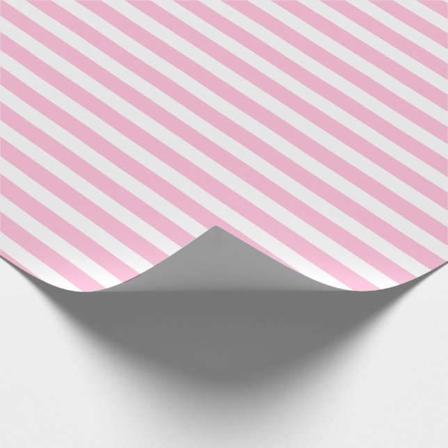Papel De Presente Algodão Doce Rosa Branco Listrado Horizontal Simpl (Ponta)