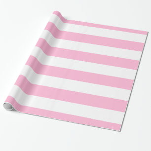 Papel De Presente Algodão Doce Rosa, Branco Padrão Listras XL