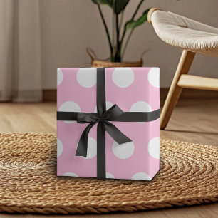 Papel De Presente Algodão Doce Rosa Branco Pontos Grandes