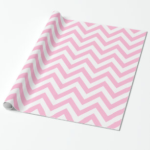 Papel De Presente Algodão Doce Rosa Branco XL Padrão Chevron ZigZag