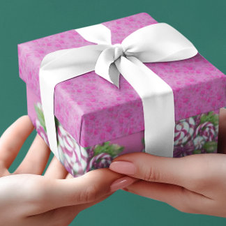 Papel De Presente Algodão doce Roxo e Rosa Natal