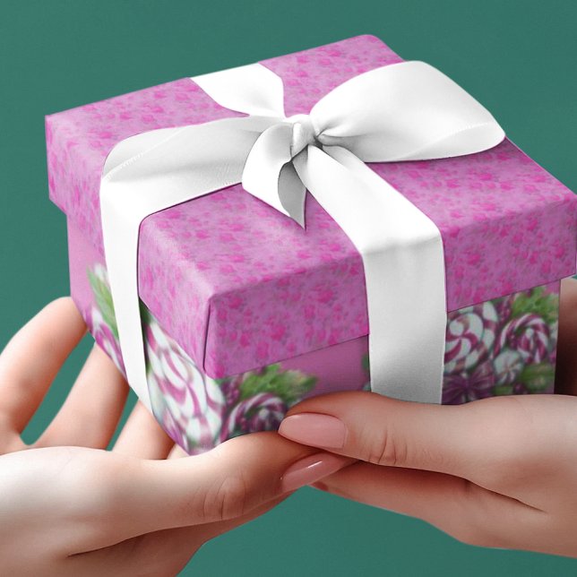 Papel De Presente Algodão doce Roxo e Rosa Natal (Little gifts for her.)