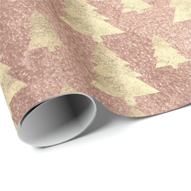 Papel De Presente Algodão Rosa Rosa Rosa Rosa Dourado Esbranquiçado  (Ponta do rolo)