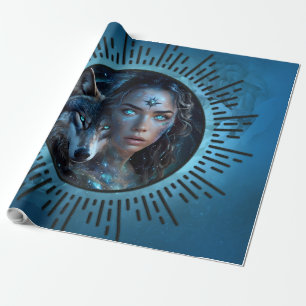 Papel De Presente Aliança forte o lobo e a bela mulher