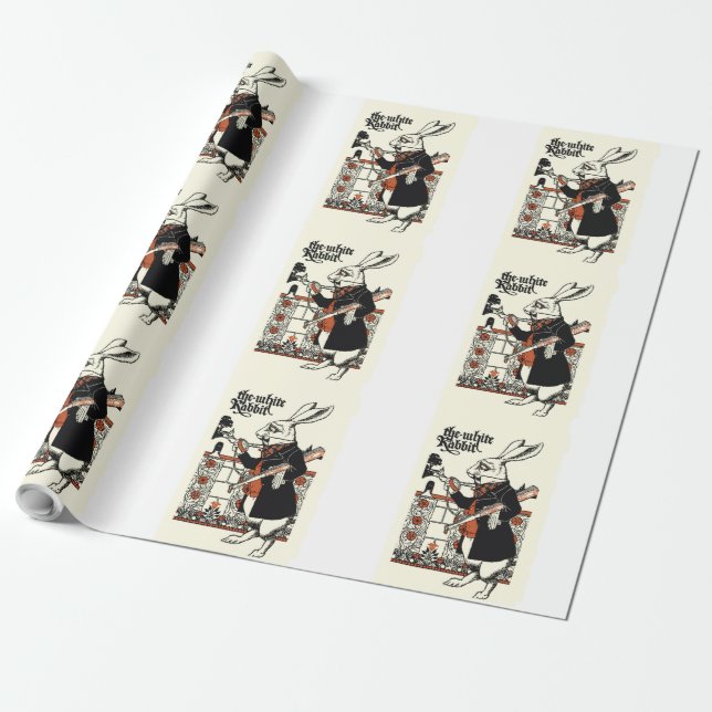Papel De Presente Alice Coelho Branco Clássico Wonderland  (Desenrolado)