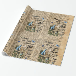 Papel De Presente Alice, cogumelo e Jin, arte do dicionário do