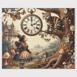 Papel De Presente Alice & Gato de Cheshire: Fantasia Caprichosa do P