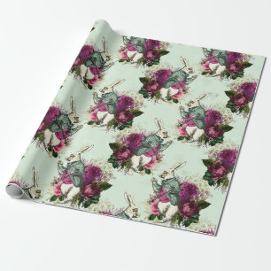 Papel De Presente Alice no mundo das maravilhas do coelho verde