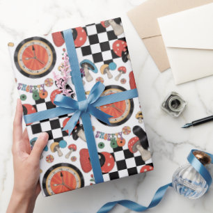 Papel De Presente Alice no padrão das terras maravilhosas