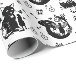 Papel De Presente Alice no País das Maravilhas, Design preto e branc