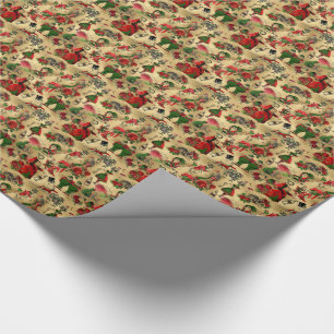 Papel De Presente Alice no País das Maravilhas Natal vintage folha 