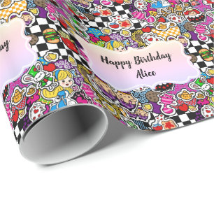 Papel De Presente Alice no Wonderland Gift Wrap Personalizada