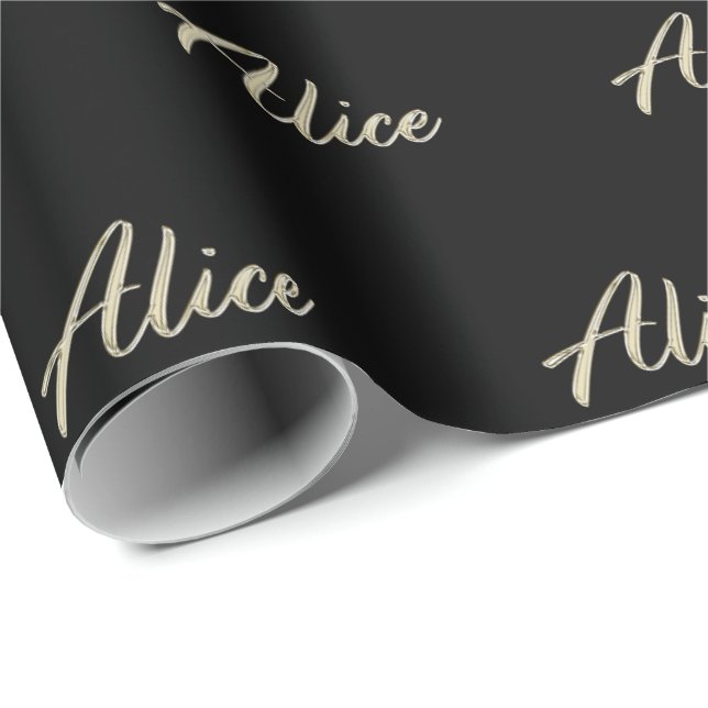 Papel De Presente Alice white gold Handwriting Geschenkpapier (Ponta do rolo)