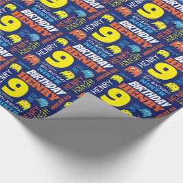 Papel De Presente Alienígena de jogos Pixel 9º aniversário, personal