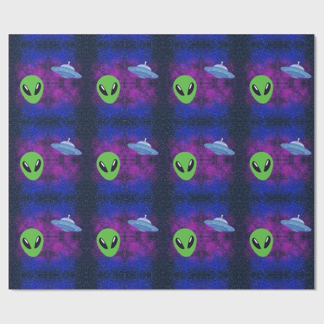 Papel De Presente Alienígena Espacial (Aberto)