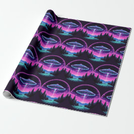 Papel De Presente Alienígena Espacial Retrofuturista
