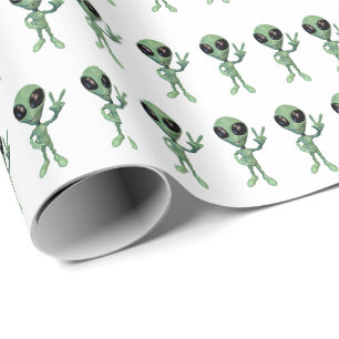 Papel De Presente Alienígena - Sinal Peace V