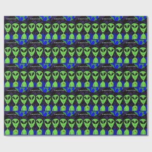 Papel De Presente Alienígenas - arte espacial