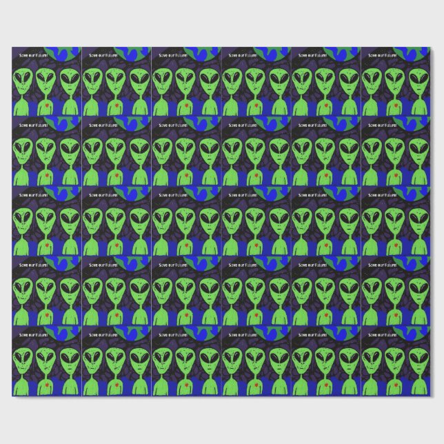 Papel De Presente Alienígenas - arte espacial (Aberto)