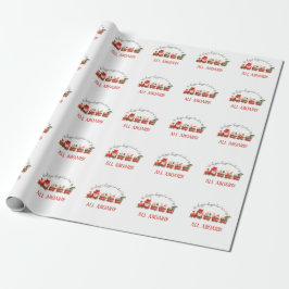 Papel De Presente All Aboard Train Watercolor Santa Party Express