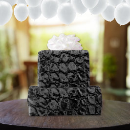 Papel De Presente Alligator Black Faux Leather